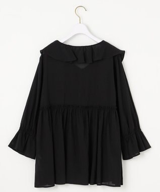 ANY SIS 【洗える】シアーヴィンテージライクラッフル ブラウス ブラック