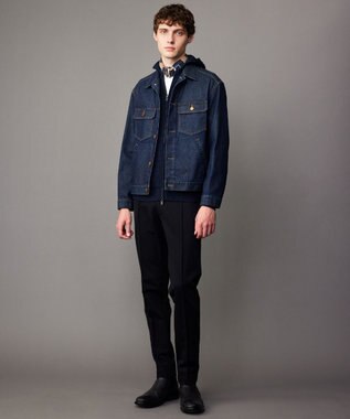 JOSEPH ABBOUD 【軽量/ストレッチ/JAPANファブリック/きれいめ】コーテッドストレッチデニム ジャケット ネイビー系