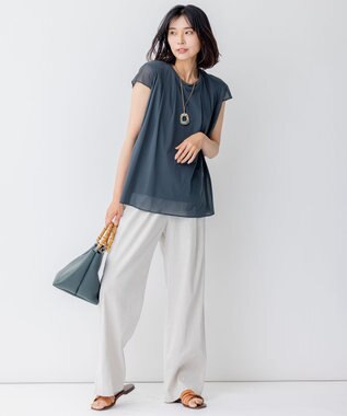 23区 バンブーハンドルトートバッグ ダークグリーン系