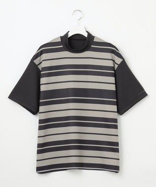 23区GOLF 【23Fondation】【吸水速乾/UVケア】ボーダー モックネック ブラック系1