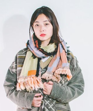 POLS 【やわらかな綿100％/洗える】POINT モヒカンストール オレンジ