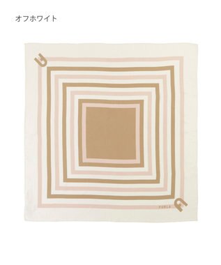 MOONBAT 【美人百花4月号掲載/シルク100%】フルラ (FURLA) スクエア柄 シルクプリントスカーフ 65cm×65cm オフホワイト