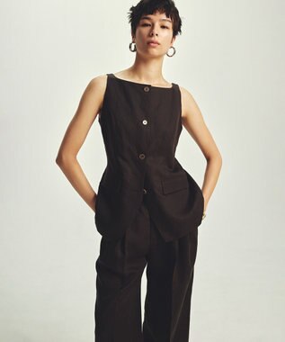 uncrave テンセルライトリネン ジレブラウス ブラウングレー