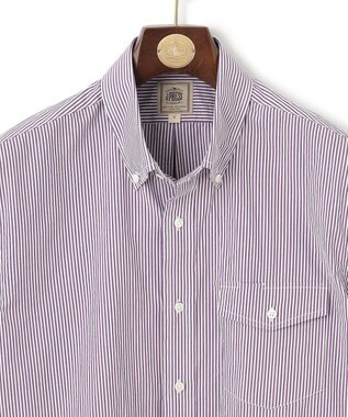 J.PRESS MEN 【クールマックス】サッカーストライプ／マイクロギンガムチェック シャツ/B.D パープル系1