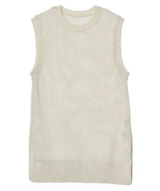 Green Parks スパンコールニットベスト Ecru