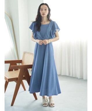earth music&ecology ＳＥＴ２点　フリルショルダーツーピースワンピース Blue