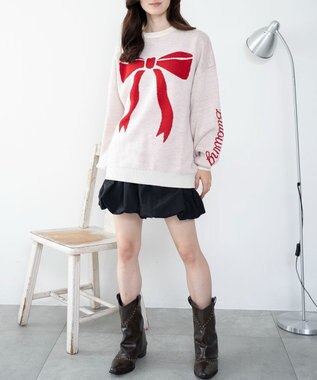 WEGO 【洗える】グラフィックニットBIGプルオーバー 柄8