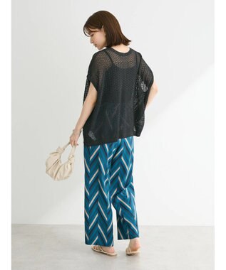 Green Parks 透かし柄ポンチョニットカーディガン Black