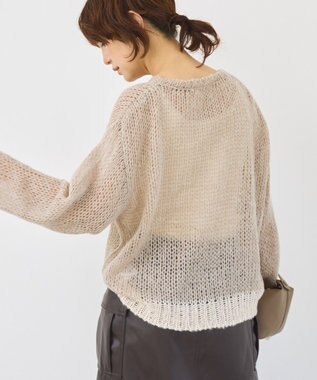 AMERICAN HOLIC モヘアライク配色ニットプルオーバー Gray Beige