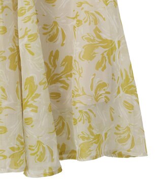 YECCA VECCA ボタニカル柄シアーロングスカート Yellow