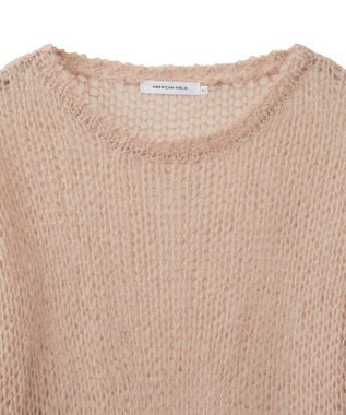 AMERICAN HOLIC モヘアライク配色ニットプルオーバー Light Pink