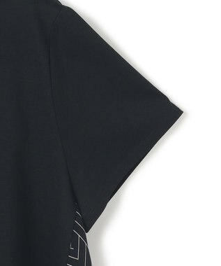 23区 L 【Lサイズ限定/洗える】スカーフプリントコンビ バックフレア カットソー ブラック×ベージュ