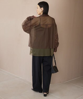 AMERICAN HOLIC シアーレイヤード配色シャツ Brown