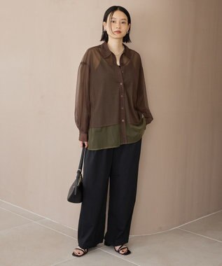 AMERICAN HOLIC シアーレイヤード配色シャツ Brown