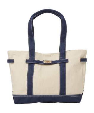 earth music&ecology 【Lサイズ】ベルトキャンバストートバッグ Navy