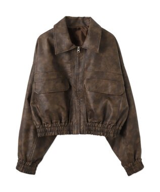 WEGO PUショートブルゾン ブラウン