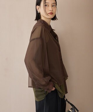 AMERICAN HOLIC シアーレイヤード配色シャツ Brown