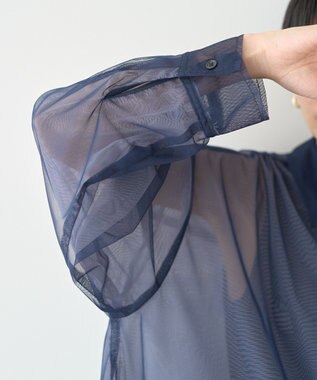 AMERICAN HOLIC シアーレイヤード配色シャツ Navy