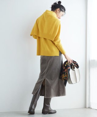 23区 【洗える】ピュアカシミヤ Vネック ニット イエロー系