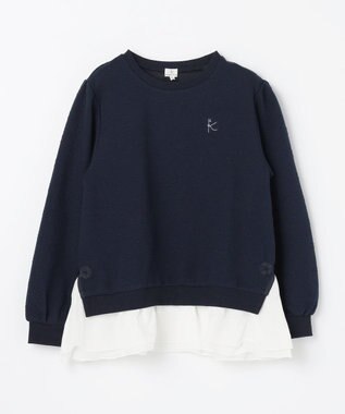 組曲 KIDS 【150-160㎝】フラワーキルト トレーナー ネイビー