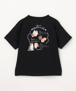 ANY KIDS 【綿100%】バックプリント オーバーサイズTシャツ ブラック×ネコ