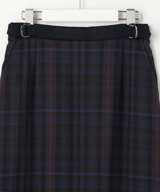 J.PRESS LADIES S milledタータンラメチェック ナロー スカート ネイビー系