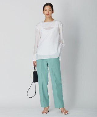 ICB 【洗える】テンセルコットンローン スクエアネックブラウス オフホワイト系