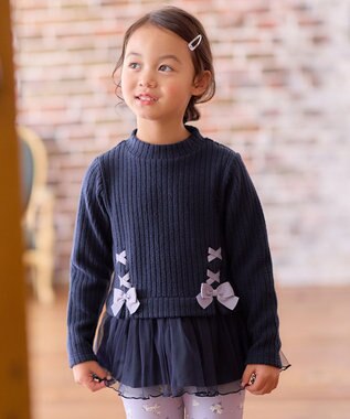 ANY KIDS 表起毛 レースアップ チュニック ネイビー