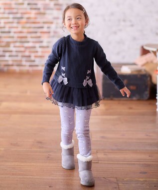 ANY KIDS 表起毛 レースアップ チュニック ネイビー