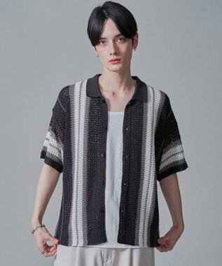 WEGO ラインニットシャツ（SS） ブラック中濃色