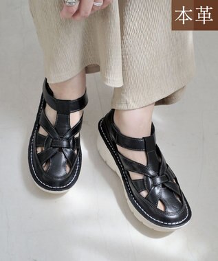 Pointer 本革編み込みグルカサンダル ブラック