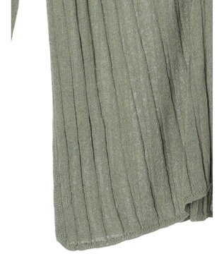 Green Parks 推しニット　リブ編みミドル丈カーディガン Khaki