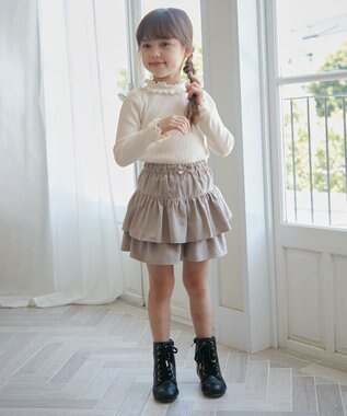 ANY KIDS テレコハイネック長袖Tシャツ エクリュ