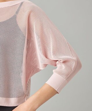 Chacott 【ノーソーイングニット】7分袖メッシュニットTシャツ ベビーピンク