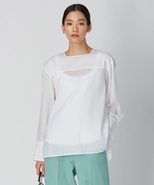 ICB 【洗える】テンセルコットンローン スクエアネックブラウス オフホワイト系