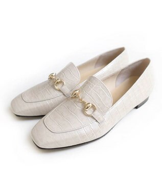 Pointer 日本製 国産牛革ビット付きローファー ベージュクロコ