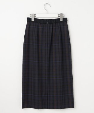 J.PRESS LADIES S milledタータンラメチェック ナロー スカート ネイビー系