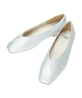 AMERICAN HOLIC 【整履き】切り替えスクエアフラットパンプス Silver