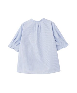 Green Parks タックショートスリーブブラウス Stripe