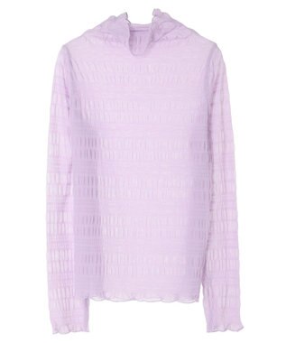 earth music&ecology ジャガードシャーリングシアートップス Lavender