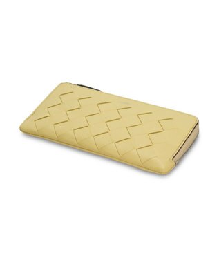 PELLE BORSA メッシュL字ファスナーコンパクト長財布 Chrono Weave クロノウィーブ 5843 クリームイエロー