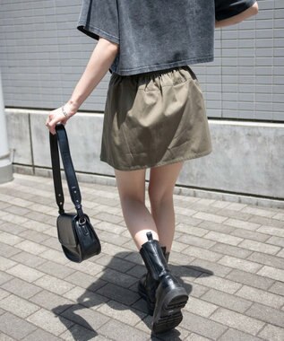 WEGO ベルト付チノプリーツスカパン カーキ