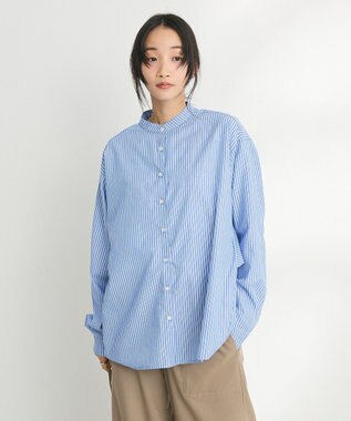 CRAFT STANDARD BOUTIQUE バックフリルシャツ Stripe Blue