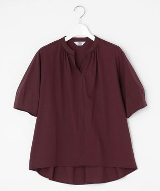 J.PRESS LADIES 【接触冷感】プレーティングジャージー ペプラム カットソー ボルドー系