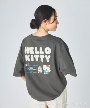 OP／FILA 【Ocean Pacific×ハローキティ】サガラ刺しゅうビッグTシャツ チャコールグレー