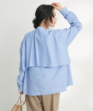 CRAFT STANDARD BOUTIQUE バックフリルシャツ Stripe Blue
