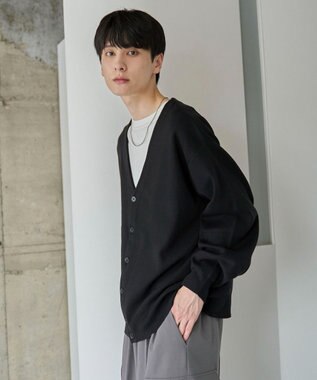 WEGO 【ユニセックス着用ITEM】ミラノリブカーディガン ブラック