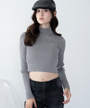 WEGO 【2025年秋冬新作】リブハイネックショートニット グレーその他