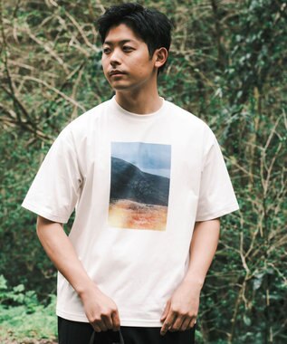 SHARE PARK MENS 【UVカット・吸水速乾・ストレッチ・軽量 】コラボフォトプリントTシャツ（L・XLサイズ） ホワイト系