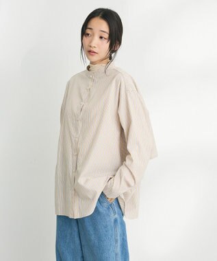 CRAFT STANDARD BOUTIQUE バックフリルシャツ Stripe Beige